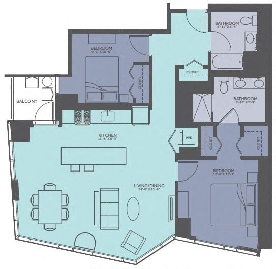 2 Bedroom 04-Tower Floorplan Image